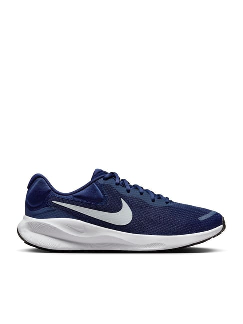 Nike Men Revolution 7 Midnight Navy & Pure Platinum Sneakers