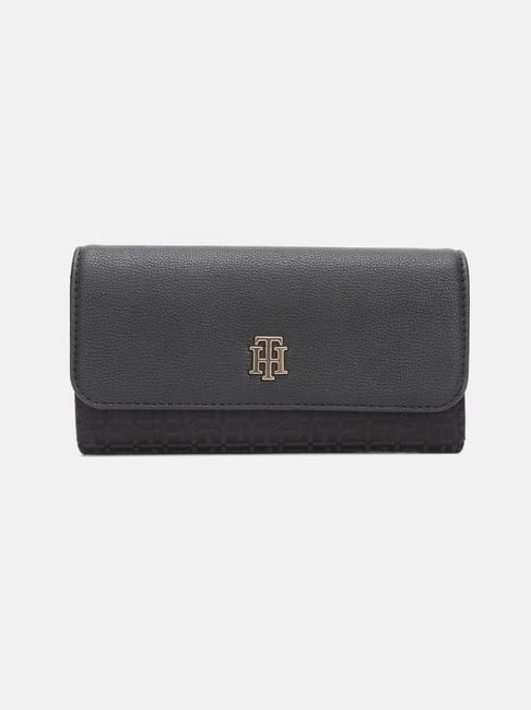 TOMMY HILFIGER Black Tonal Printed Wallet