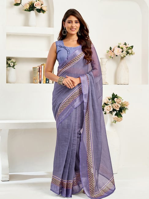 Elora Purple Linen Striped Ready To Wear Sarre-picture-25