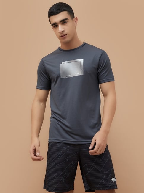 Fame Forever By Lifestyle Grey Polyester Regular Fit Printed Sports T-shirt