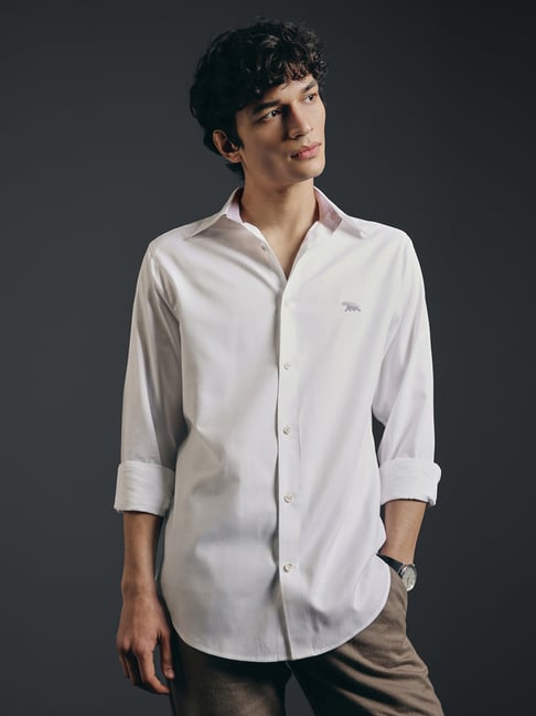 Andamen White Regular Fit Solid Shirt-picture-33