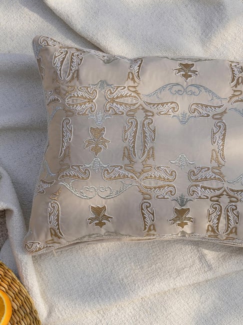 Maspar Neutral Cotton Rectangle Cushion Cover-image-48