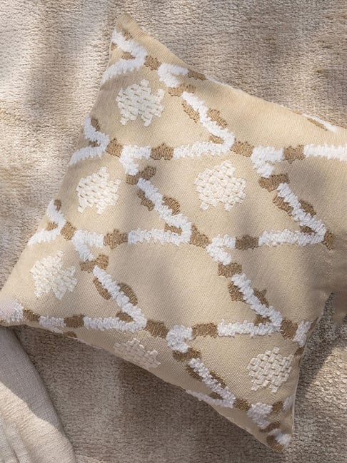 Maspar Neutral Cotton Square Medium Cushion Cover-picture-16