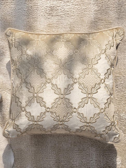 Maspar Beige Cotton Square Medium Cushion Cover