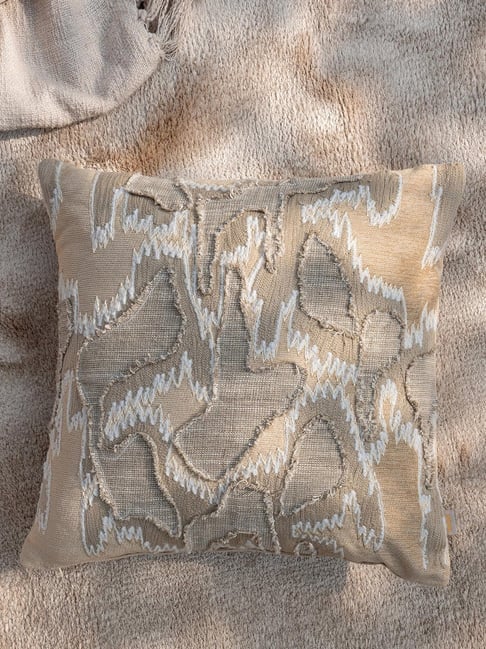 Maspar Beige Cotton Square Medium Cushion Cover-picture-14