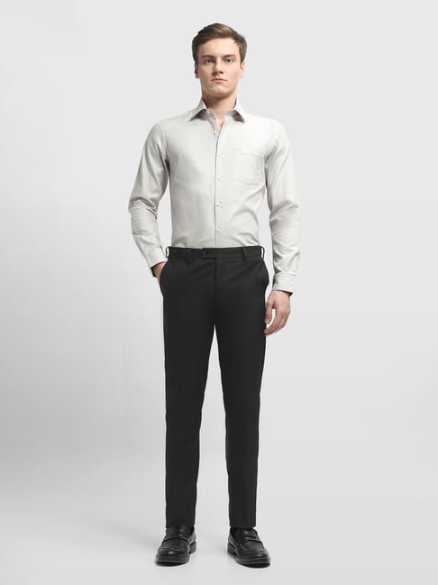 Arrow Black Regular Fit Trousers-picture-40