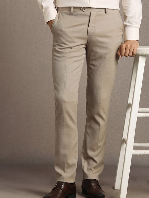 Louis Philippe Beige Slim Fit Trousers-picture-40