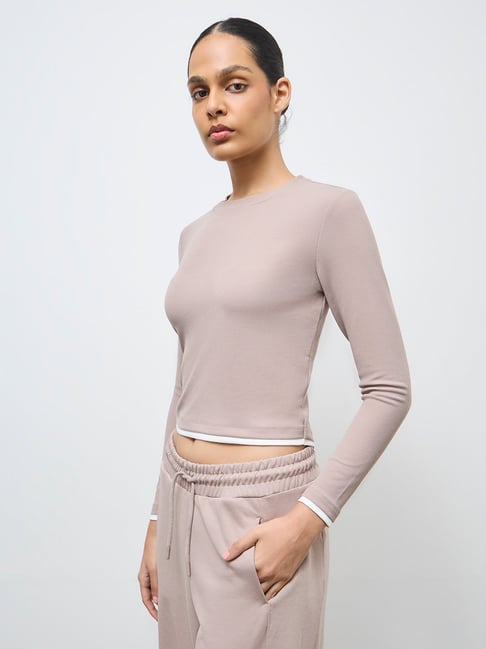 Nuoflexx by Westside Taupe Ribbed Top