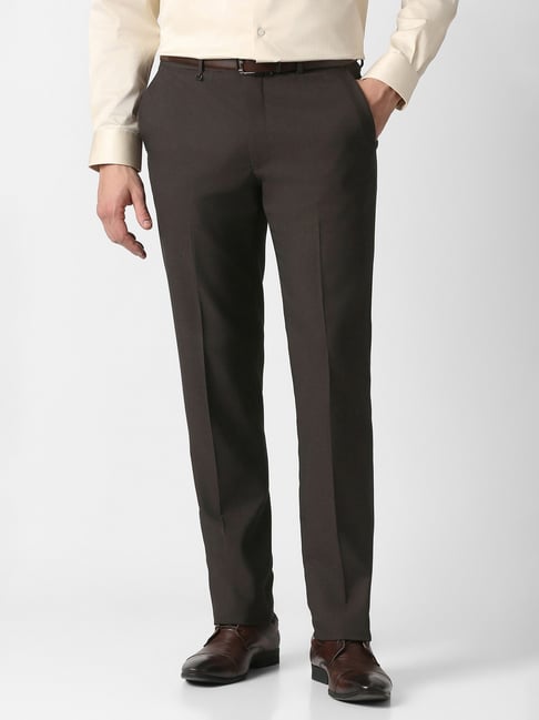Van Heusen Brown Regular Fit Solid Trousers-picture-12