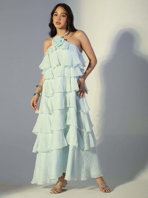 Showoffff Blue Linen Regular Fit Dress-picture-19