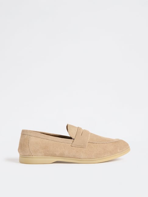 SOLEPLAY by Westside Beige Suede Penny Loafers