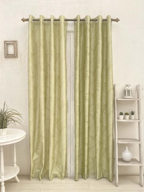 Ariana Breeze Green Polyester 5 ft Window Curtain - Set Of 2