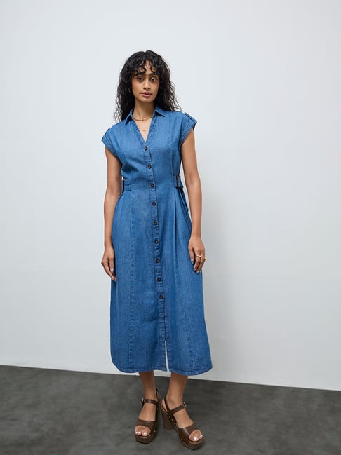 denim dress westside LOV by Westside Blue Denim Shirt Dress