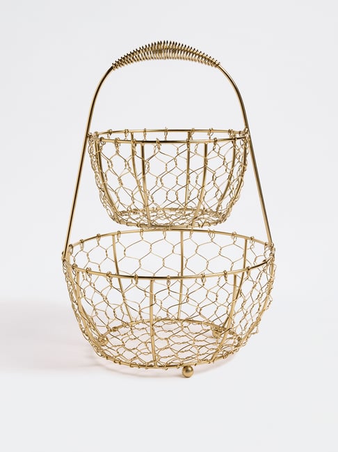 Westside Home Gold Two-Tiered Wired Basket