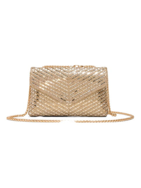 Aldo Golden SPARKLEBAG Embellished Medium Cross Body Bag