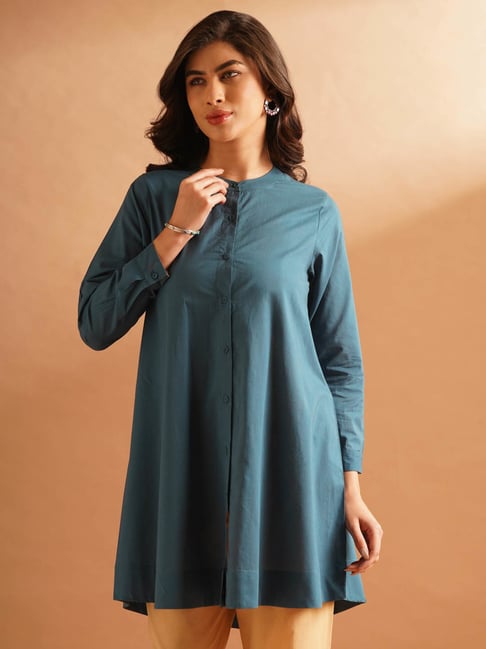 Jaypore Blue Cotton Regular Fit Kurti-picture-48