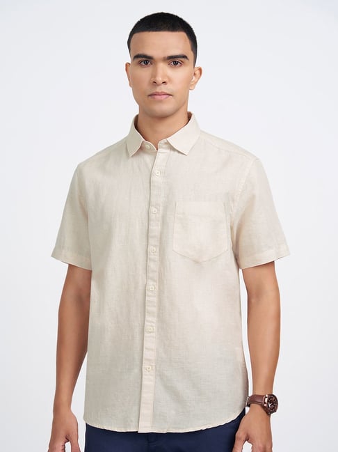 Peregrine By Pantaloons Angora Linen Regular Fit Shirt
