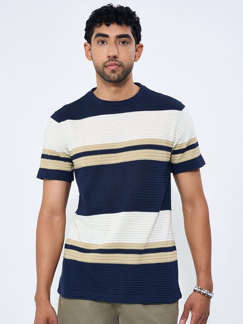7 Alt By Pantaloons Night Sky Regular Fit Striped T-Shirt-image-25