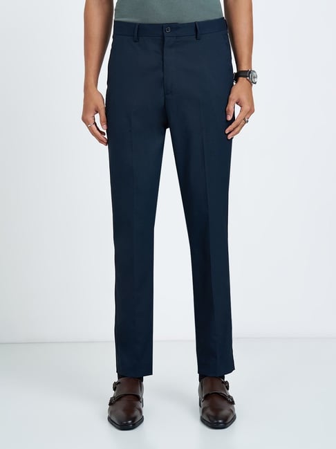 Peregrine By Pantaloons Navy Slim Fit Trousers