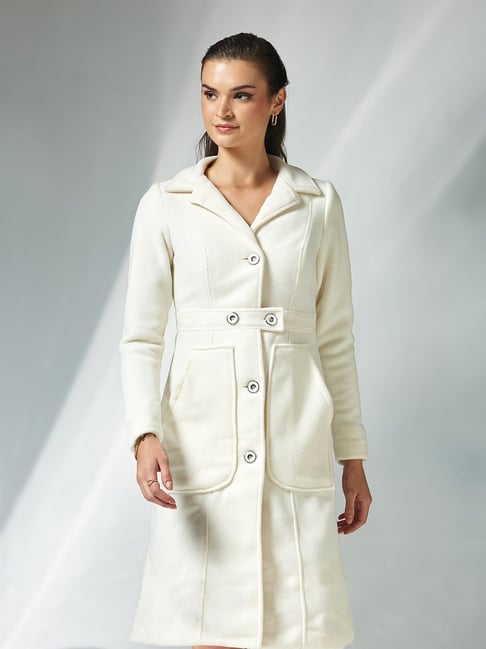 Miss Chase White Polyester Solid Jacket-picture-37