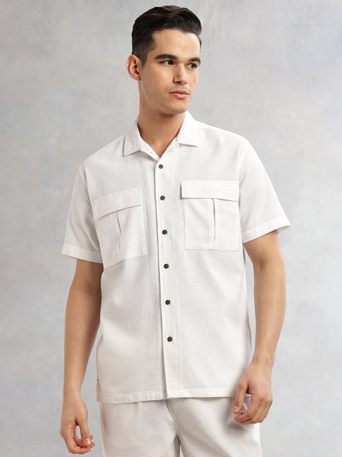 Thomas Scott White Cotton Solid Loose Fit Shirt-picture-21