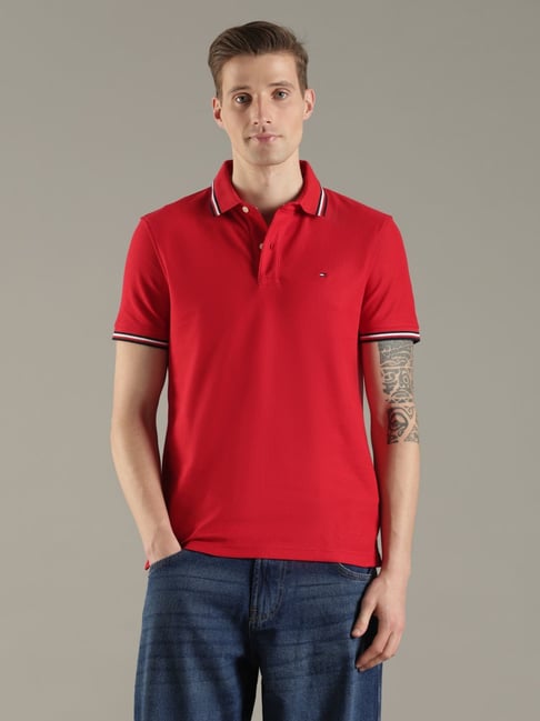 TOMMY HILFIGER Red Regular Fit Polo T-Shirt-picture-36