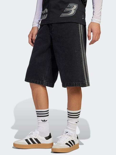 Adidas Originals Black Cotton Relaxed Fit Shorts-picture-36