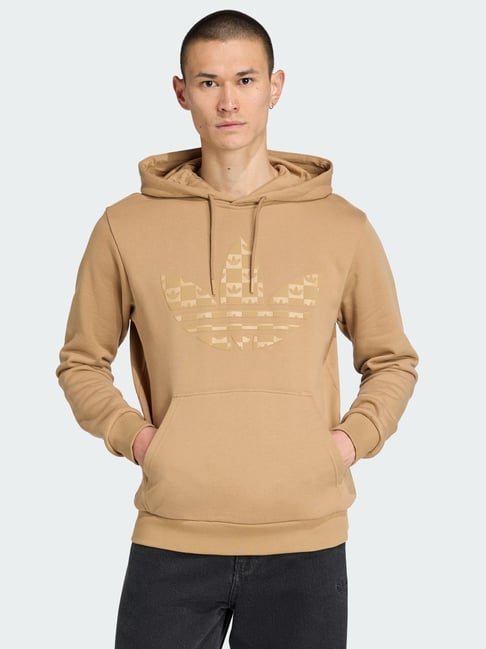 Adidas Originals Beige Cotton Regular Fit Printed Hoodie-picture-30
