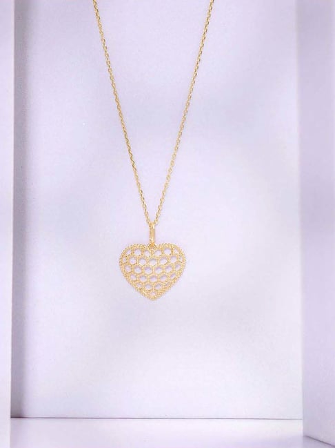 Mia by Tanishq 14k (585) Yellow Gold Honeyed Heart Pendant for Women