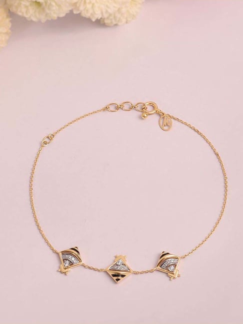 Mia by Tanishq 9k (375) Yellow and White Gold Diamond Bee Bold Bracelet for Women