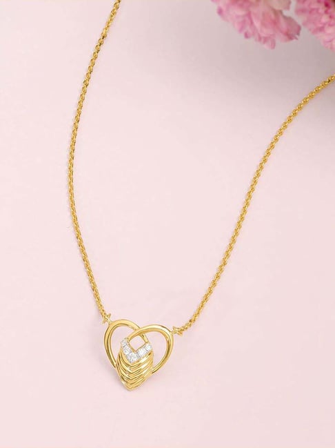 Mia by Tanishq 14k (585) Yellow Gold Diamond Sweet Buzz Necklace for Women