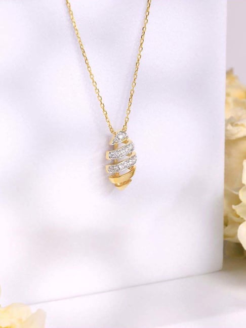 Mia by Tanishq 14k (585) Yellow Gold Diamond Hive Whisper Necklace for Women