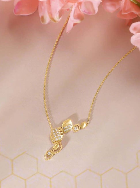 Mia by Tanishq 14k (585) Yellow and White Gold Diamond Honey Pop Necklace for Women