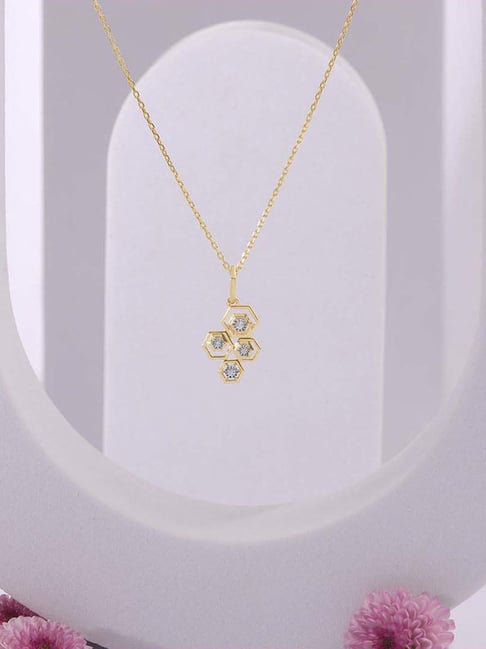 Mia by Tanishq 14k (585) Yellow and White Gold Diamond Honeycomb Radiance Pendant for Women