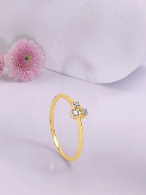 Mia by Tanishq 14k (585) Yellow Gold Diamond Honeycomb Harmony Ring for Women