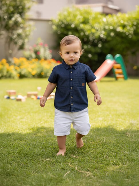 Miniklub Boys Navy Blue Regular Fit Shirt