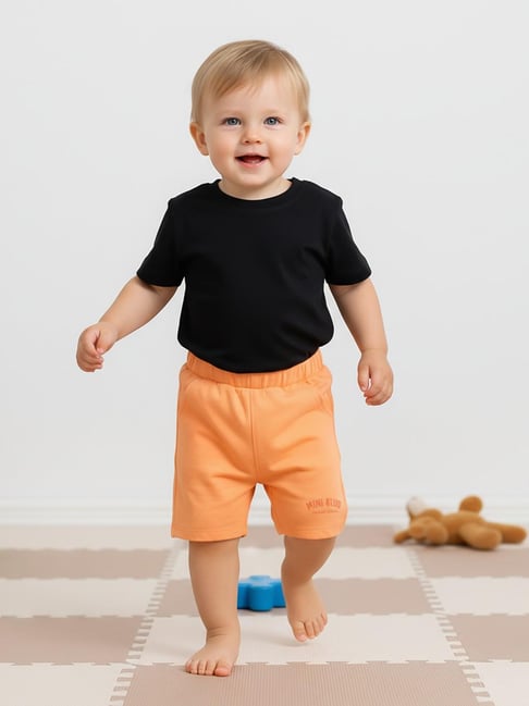 Miniklub Boys Orange Regular Fit Solid Shorts