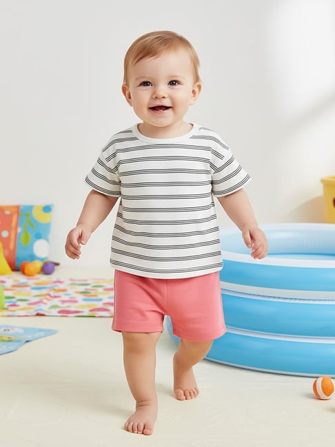 Miniklub Boys Pink and Blue Regular Fit Printed Shorts - Pack of 2