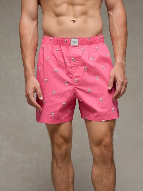 American Eagle Pink Cotton Regular Fit Printed Boxer Shorts