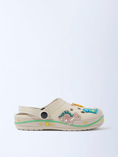 Yellow by Westside Beige Dinosaur-Themed Clogs