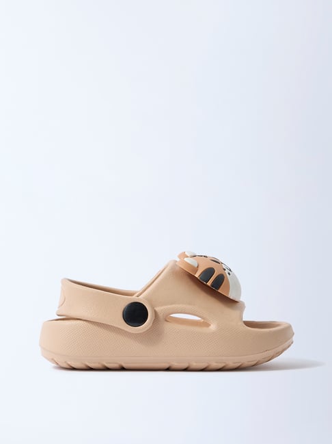 Yellow by Westside Beige Tiger-Themed Clogs