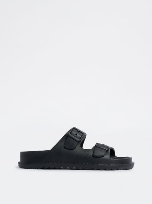 SOLEPLAY by Westside Black Buckle-Detailed Slip-On Sandals