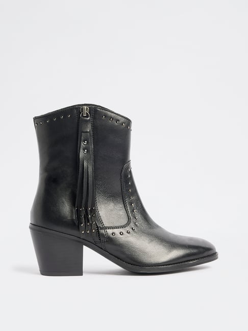 LUNA BLU by Westside Black Studded Faux Leather Boots