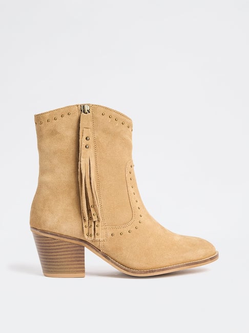 LUNA BLU by Westside Tan Studded Suede Boots