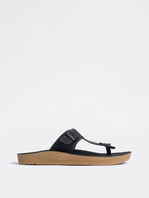 SOLEPLAY by Westside Black Buckle-Detailed Thong Strap Sandals