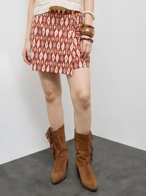 Bombay Paisley by Westside Red Printed Cotton Skorts