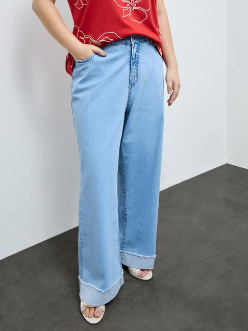 Gia by Westside Light Blue Washed High-Rise Jeans