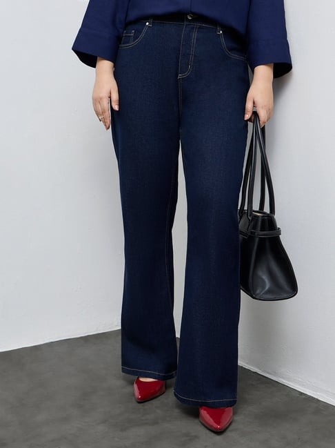 Gia by Westside Dark Blue High-Rise Bootcut Jeans