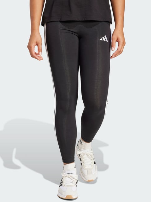 Adidas Black Cotton Striped High Rise Tights-picture-10