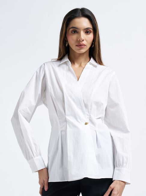 Annabelle By Pantaloons Bright White Relaxed Fit Shirt